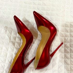 CHRISTIAN LOUBOUTIN So Kate Patent Red 120mm Pointed Toe Red Sole